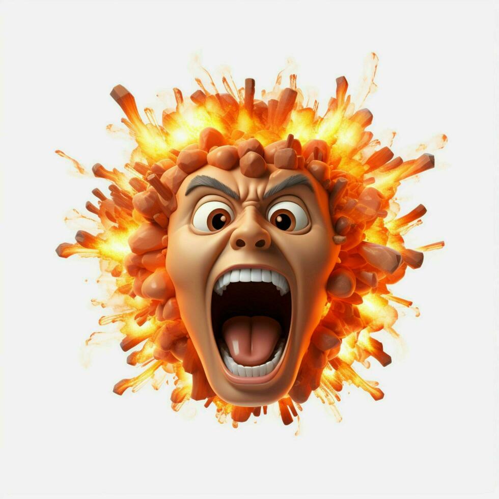 Exploding Head emoji on white background high quality 4k photo