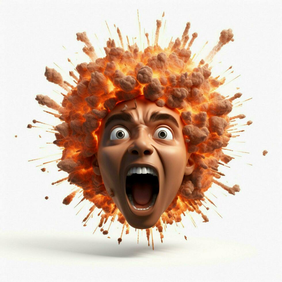 Exploding Head emoji on white background high quality 4k h photo