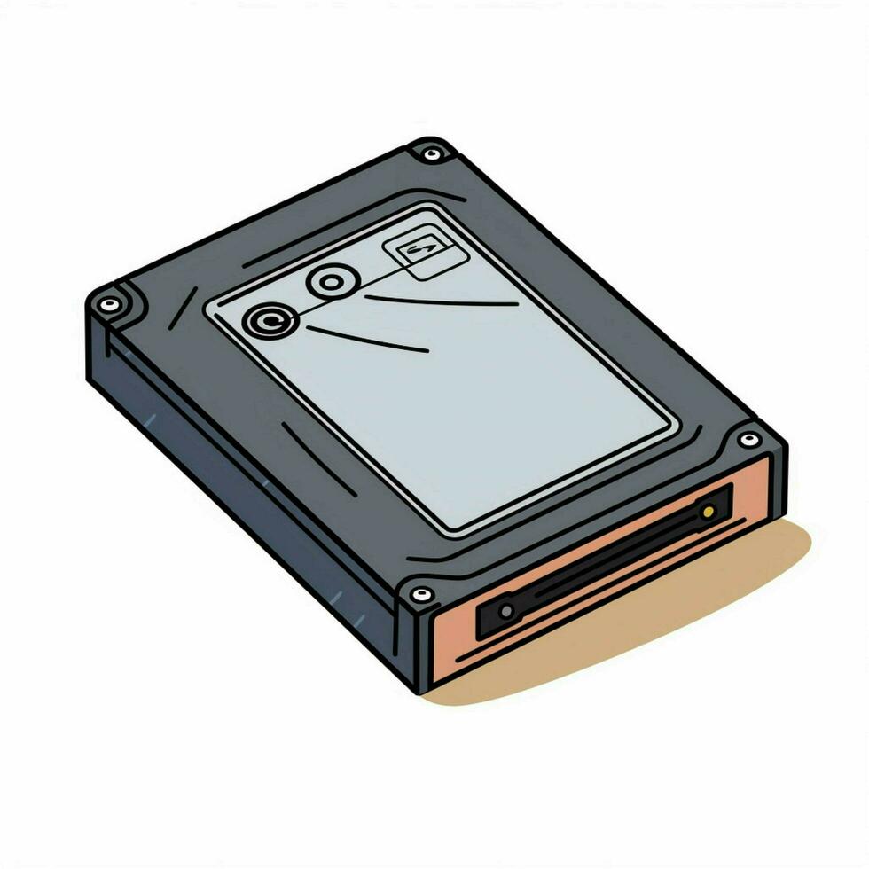 External hard drive 2d cartoon illustraton on white backgrond photo