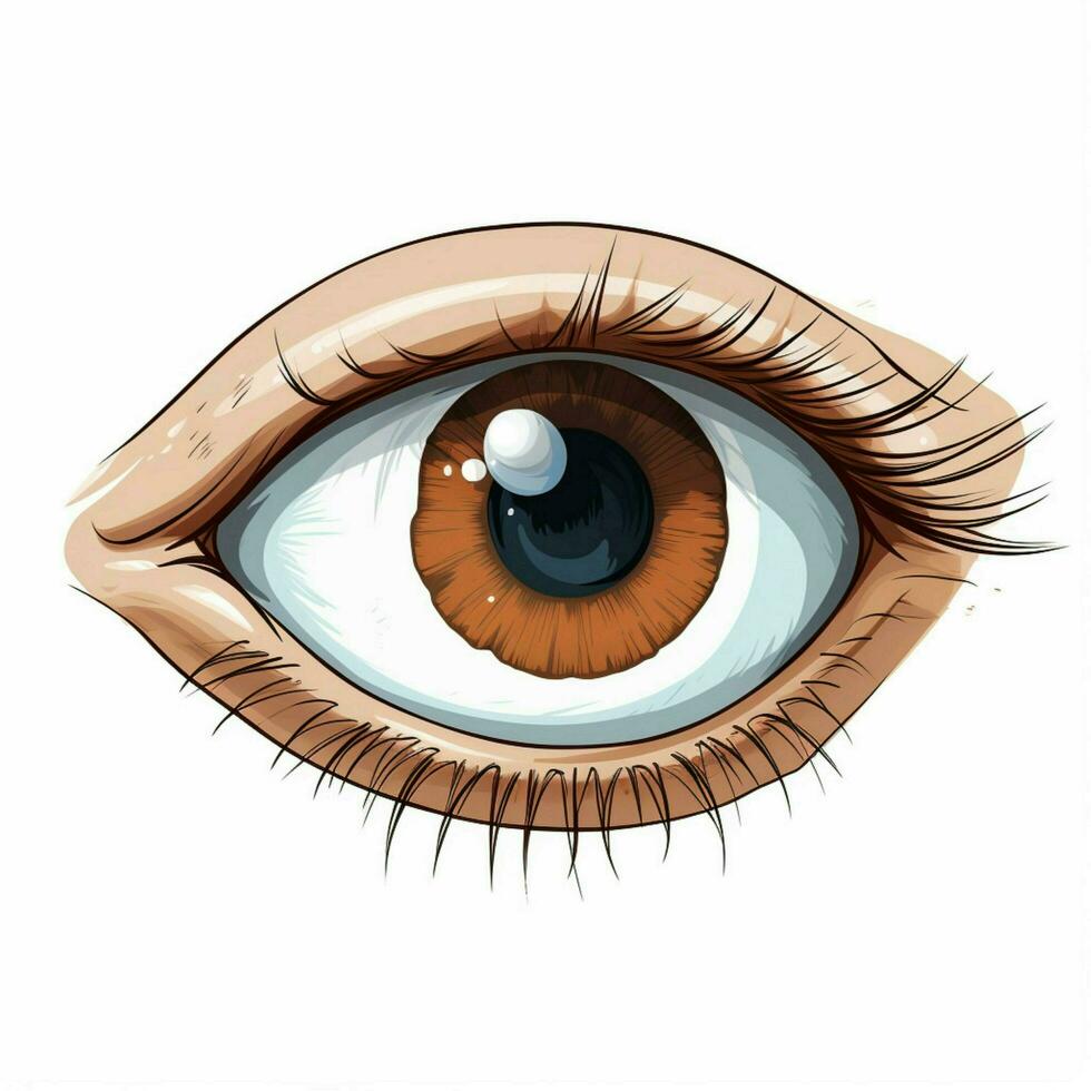 Eye 2d cartoon illustraton on white background high quality photo