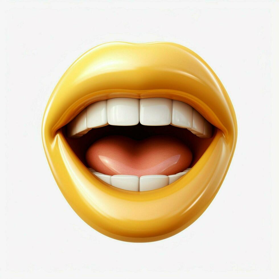 Face with Diagonal Mouth emoji on white background high photo