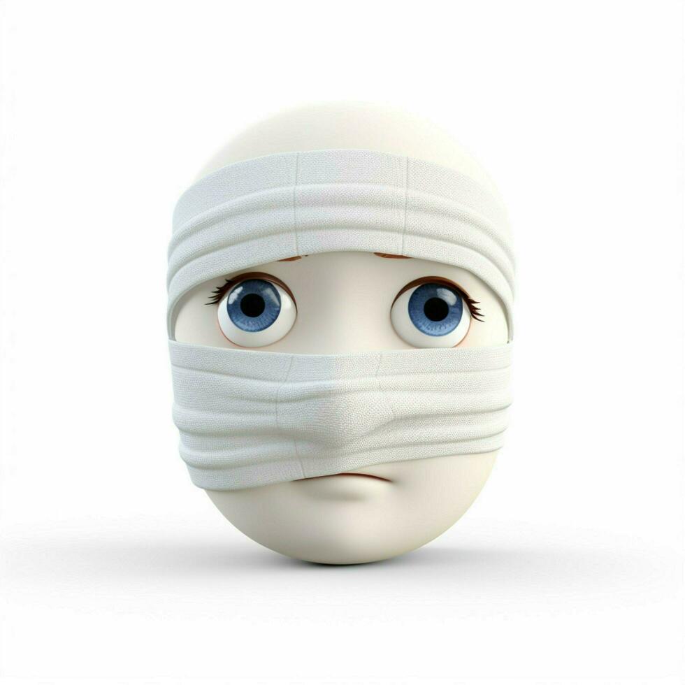 Face with Head-Bandage emoji on white background high photo