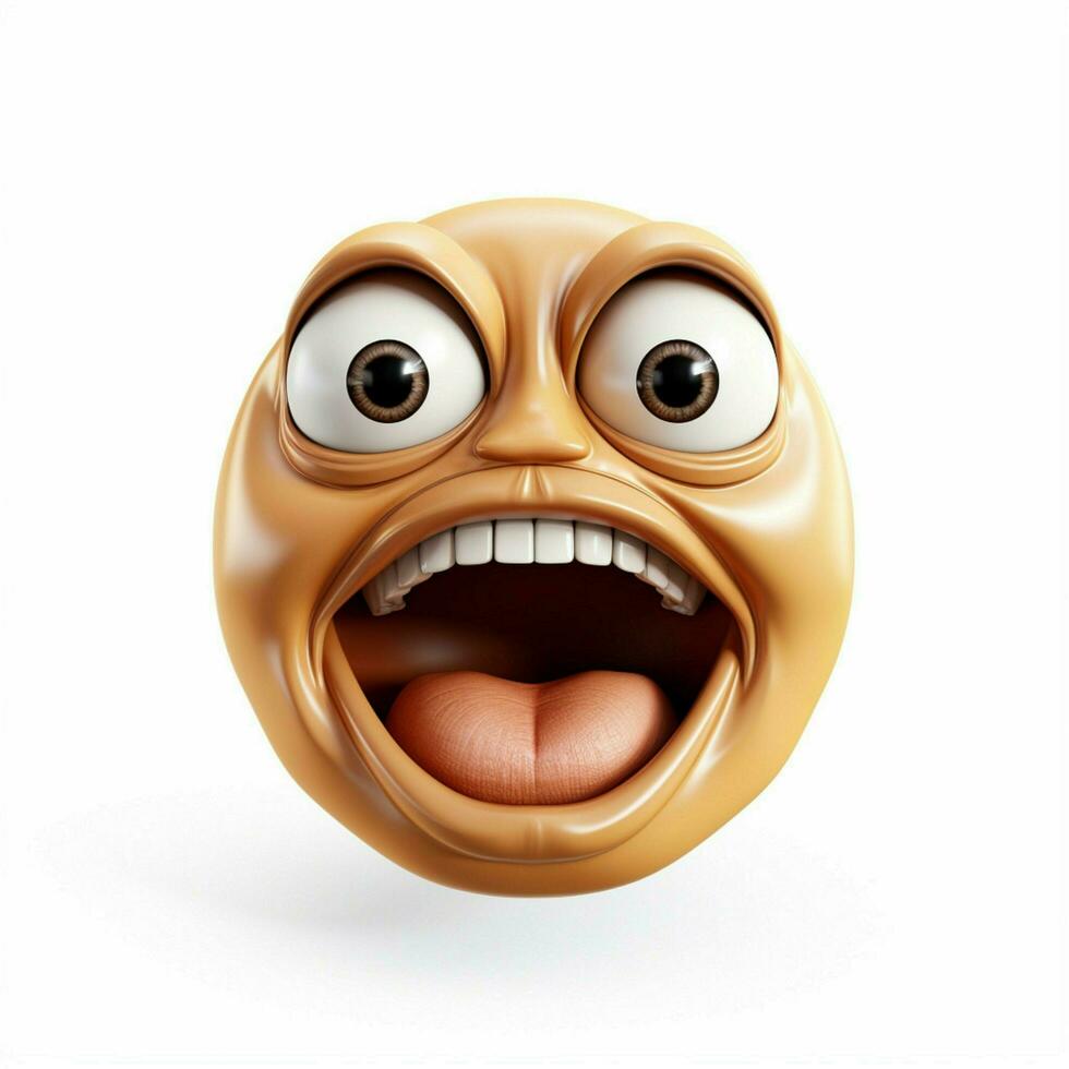 Face with Open Mouth emoji on white background high quality photo