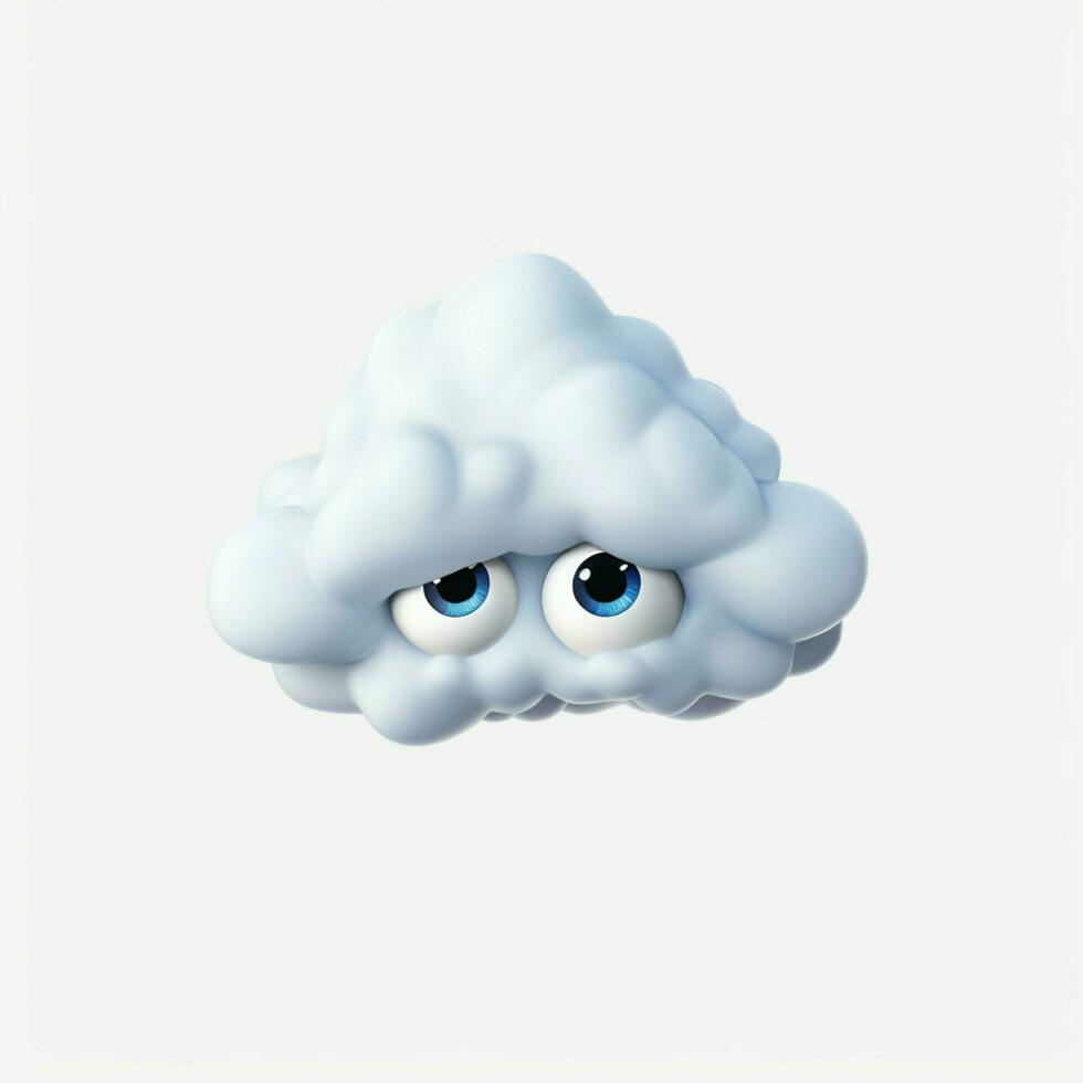 Face in Clouds emoji on white background high quality 4k photo