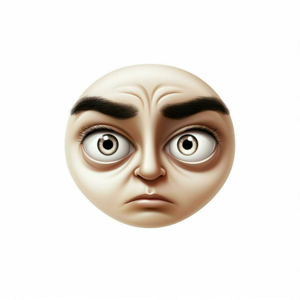 Face with Raised Eyebrow emoji on white background high photo