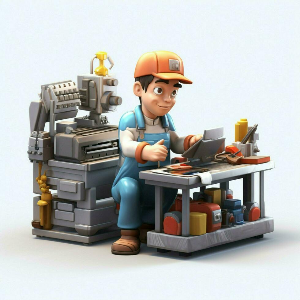 Factory Worker 2d cartoon illustraton on white background photo