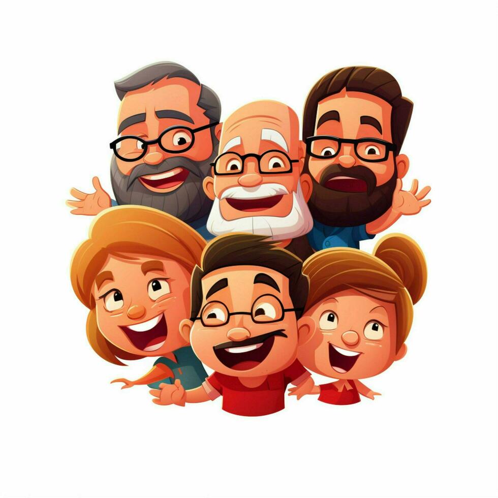 familia emojis 2d dibujos animados vector ilustración en blanco espalda foto