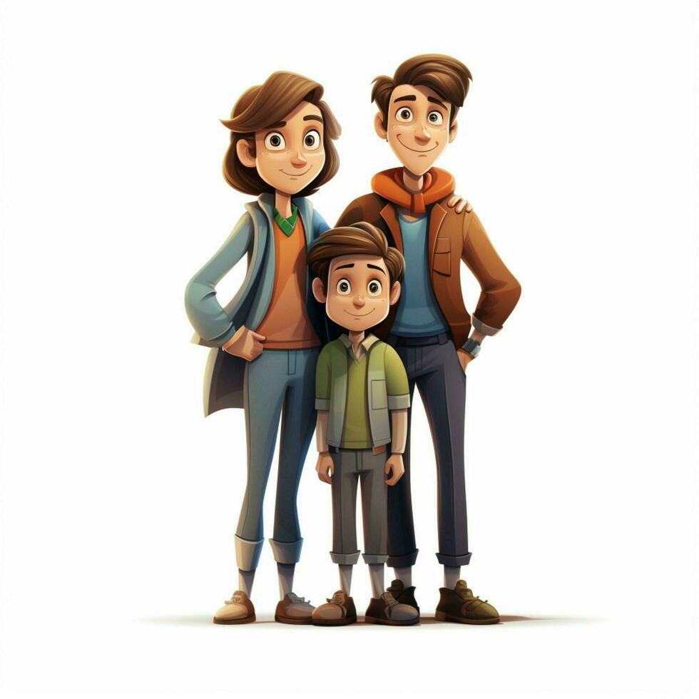 familia hombre chico 2d dibujos animados ilustracion en blanco antecedentes foto