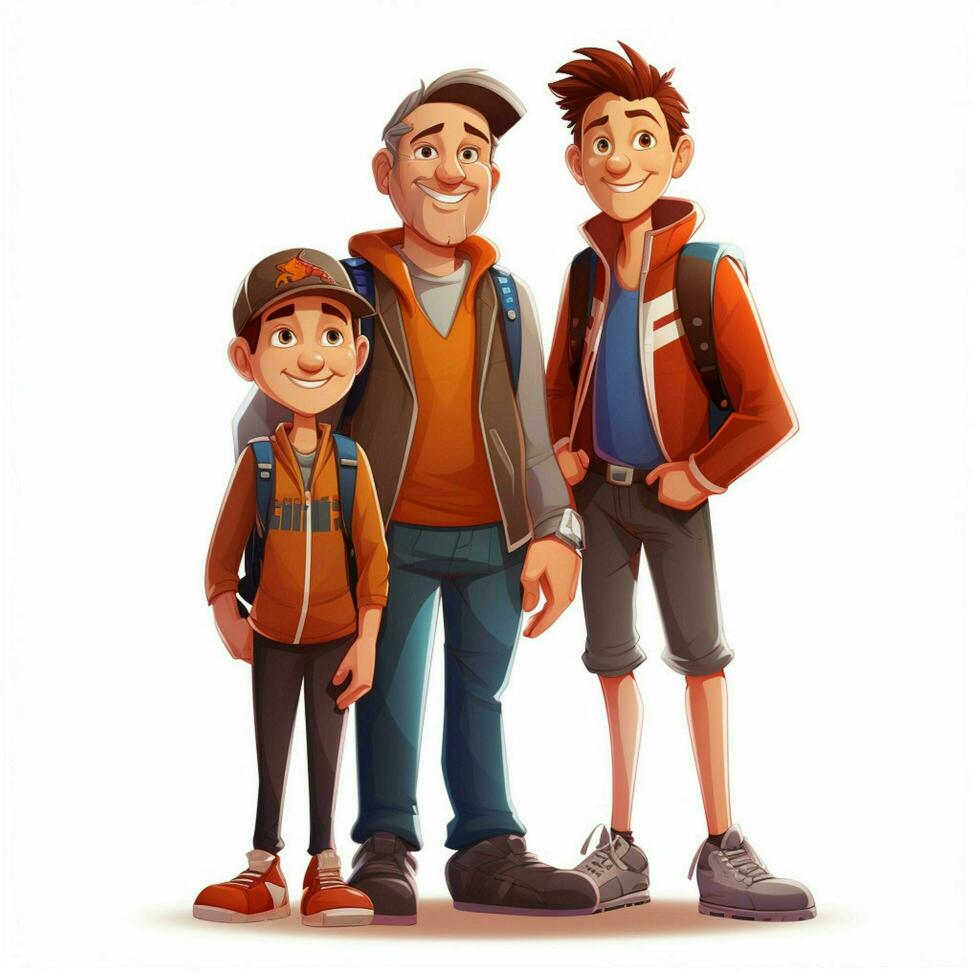 familia hombre chico 2d dibujos animados ilustracion en blanco antecedentes foto