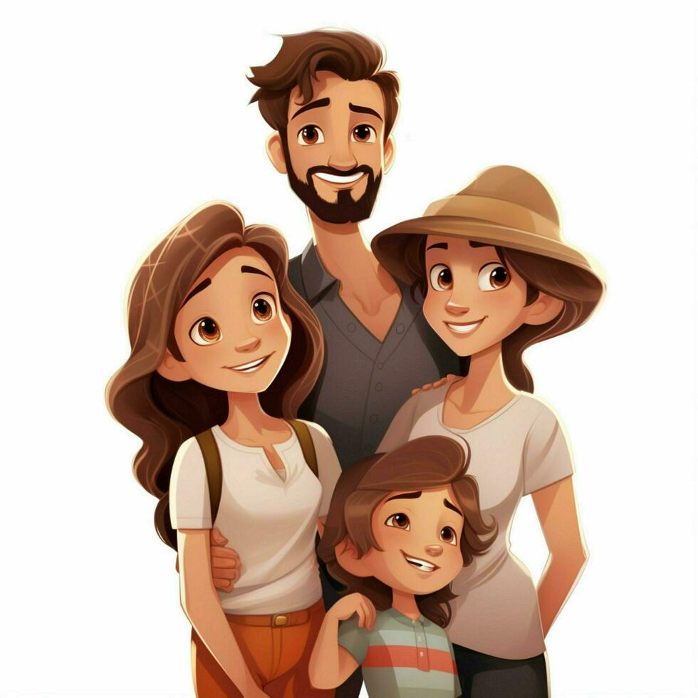 Family 2d cartoon illustraton on white background high photo