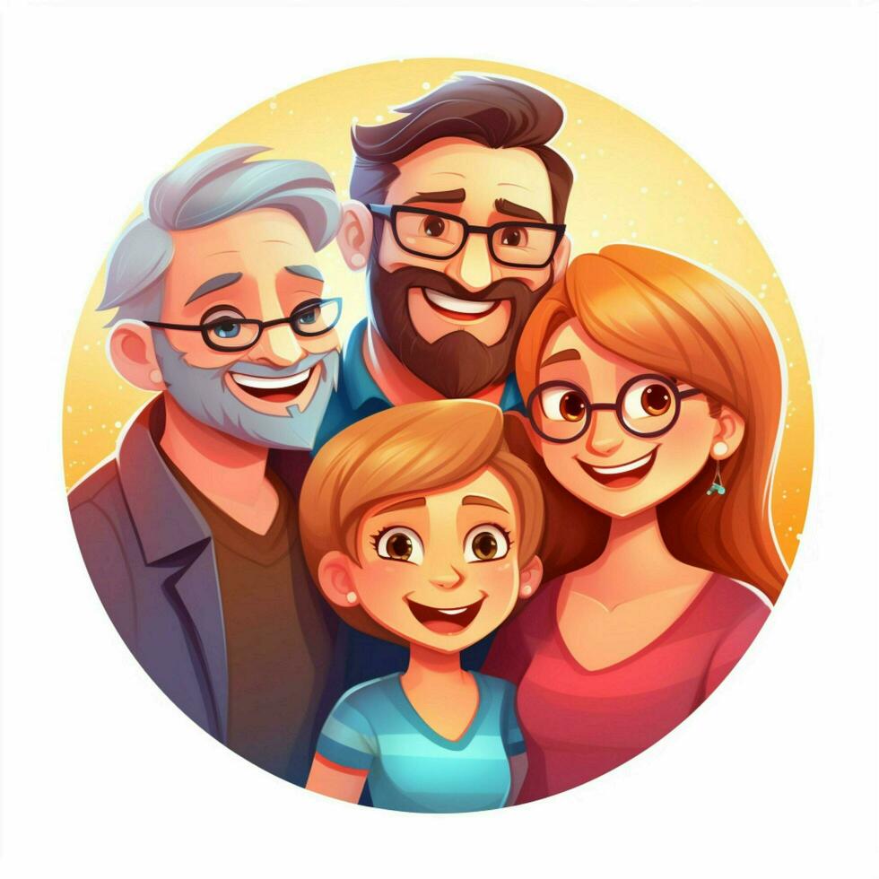 familia emojis 2d dibujos animados vector ilustración en blanco espalda foto