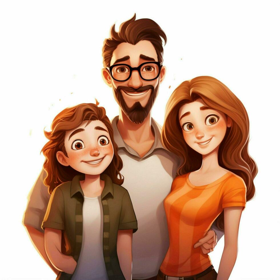 Family Man Man Girl 2d cartoon illustraton on white backgr photo
