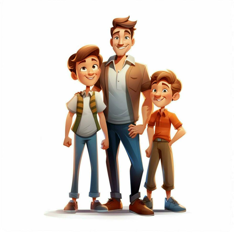 Family Man Man Boy Boy 2d cartoon illustraton on white bac photo