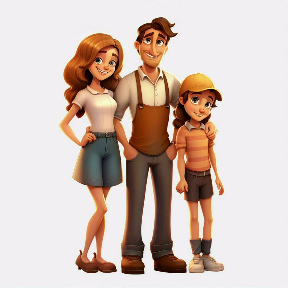 Family Man Man Girl 2d cartoon illustraton on white backgr photo