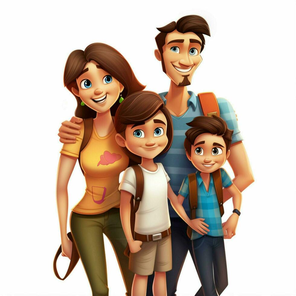 Family Man Woman Boy Boy 2d cartoon illustraton on white b photo