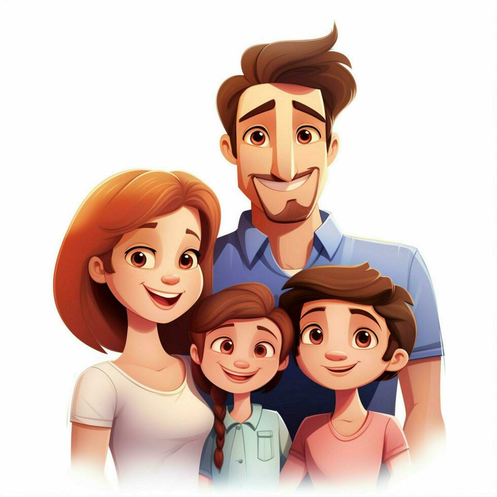 Family Man Man Girl Girl 2d cartoon illustraton on white b photo