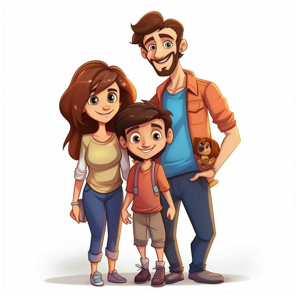 Family Man Woman Boy Boy 2d cartoon illustraton on white b photo