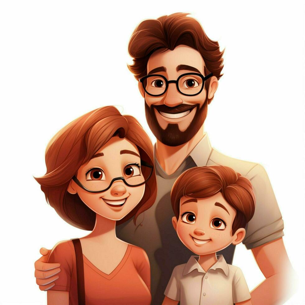 Family Man Woman Girl 2d cartoon illustraton on white back photo