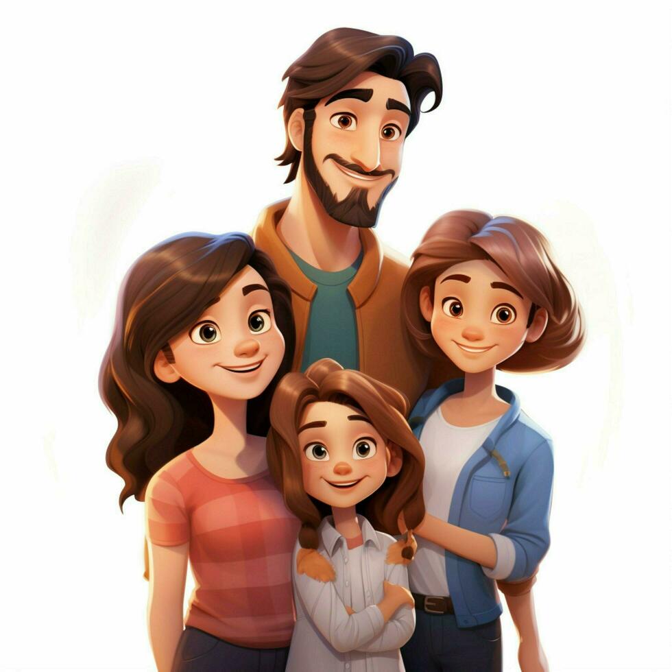 familia hombre mujer niña 2d dibujos animados ilustracion en blanco espalda foto