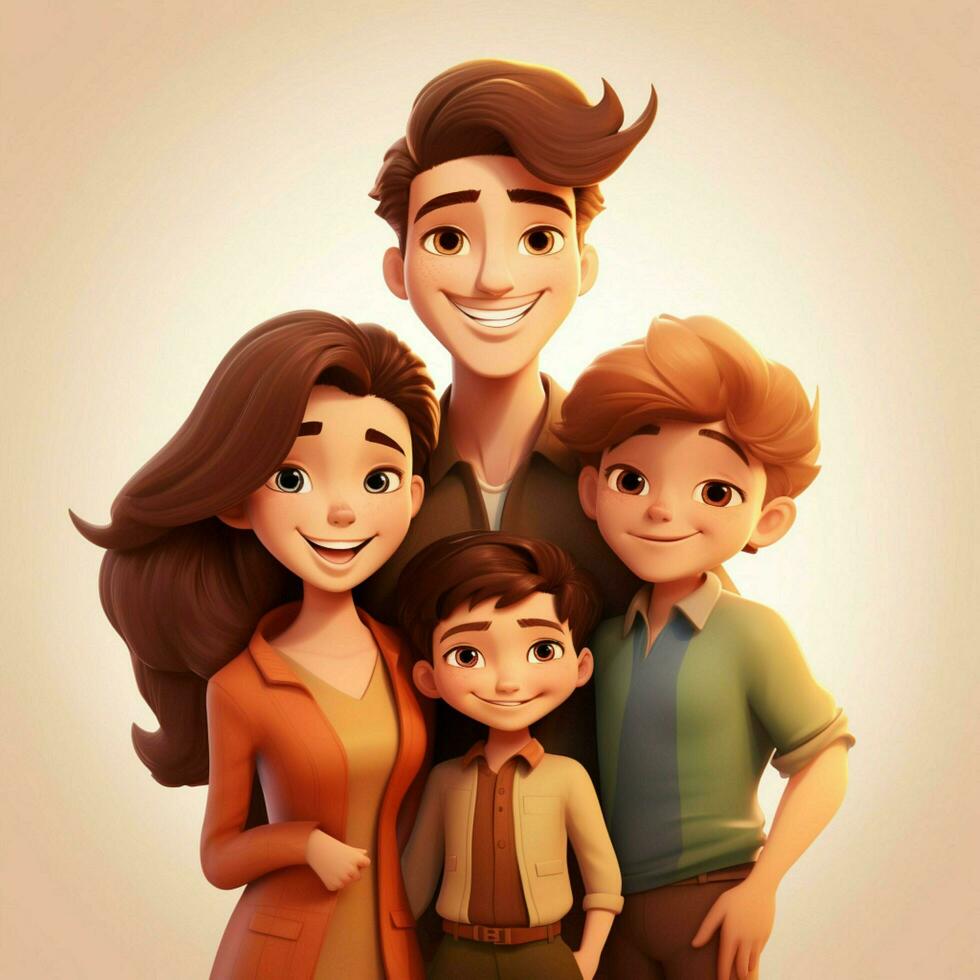 familia mujer chico chico 2d dibujos animados ilustracion en blanco respaldo foto