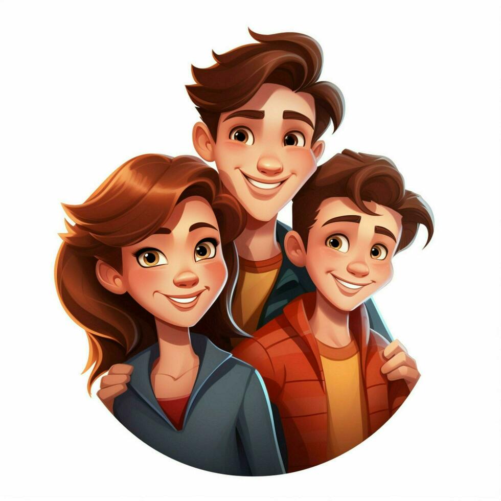 Family Woman Woman Boy Boy 2d cartoon illustraton on white photo