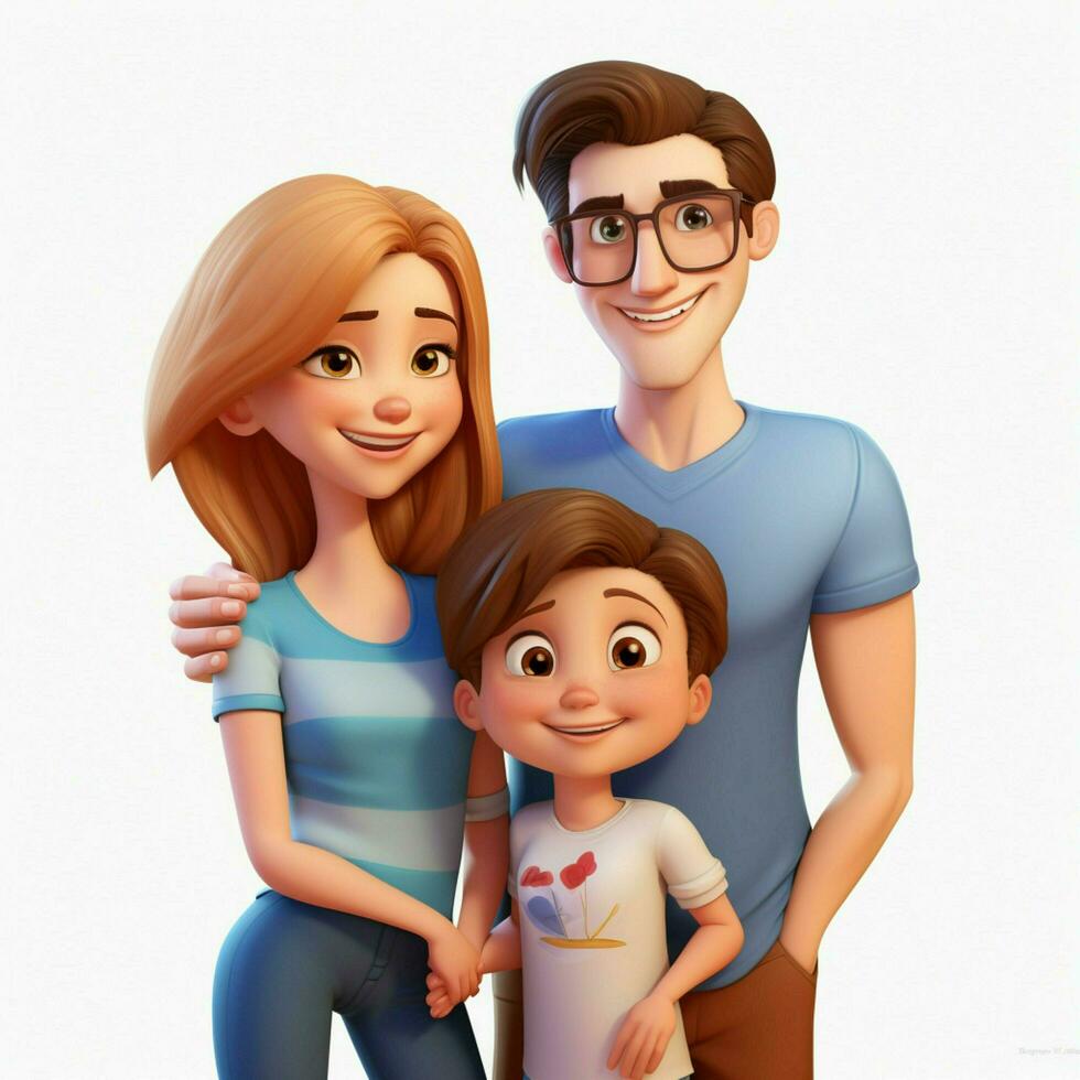 Family Woman Woman Girl Boy 2d cartoon illustraton on whit photo