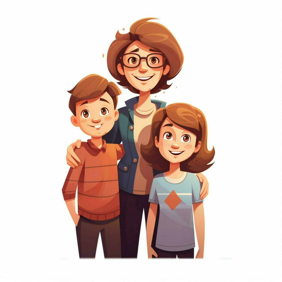 familia mujer mujer chico 2d dibujos animados ilustracion en blanco bac foto
