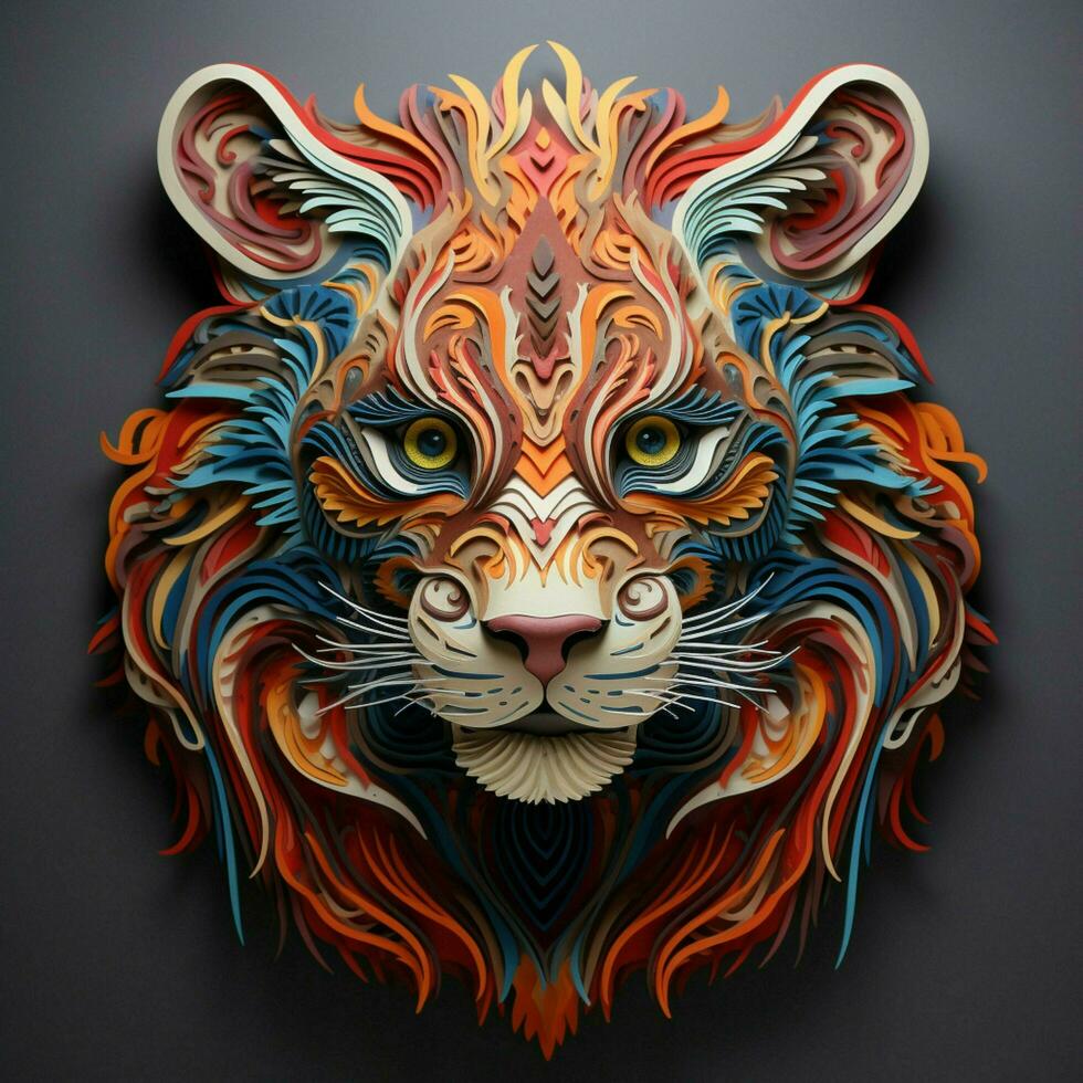 Ferocious feline with mesmerizing stripes photo