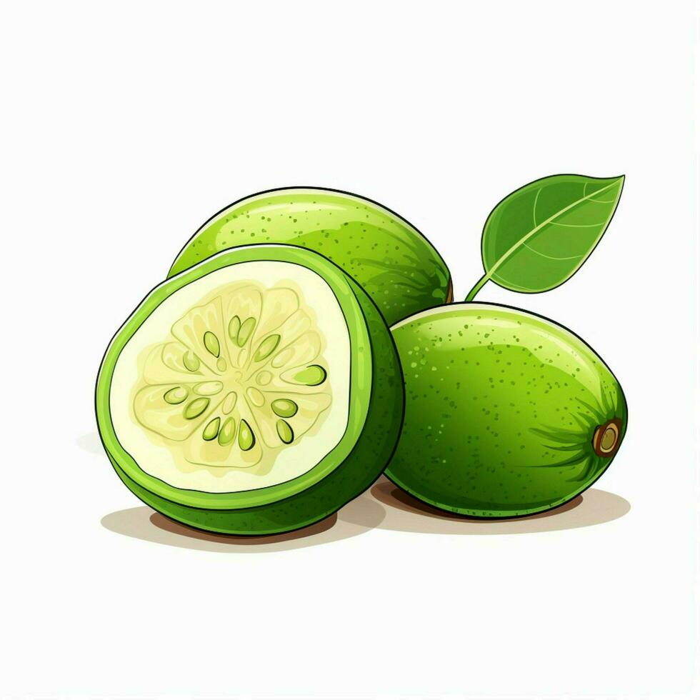 Feijoa 2d cartoon illustraton on white background high qua photo