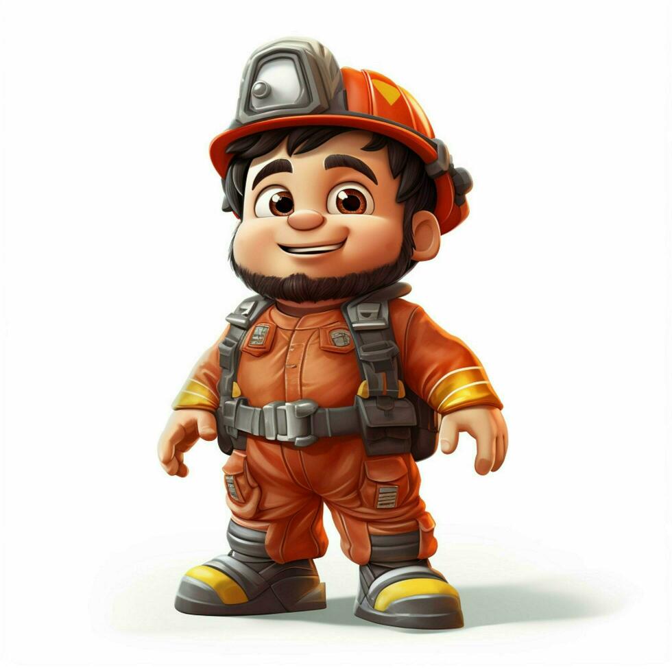 Firefighter 2d cartoon illustraton on white background hig photo