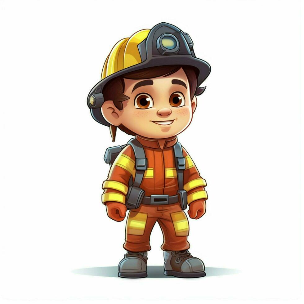 Firefighter 2d cartoon illustraton on white background hig photo
