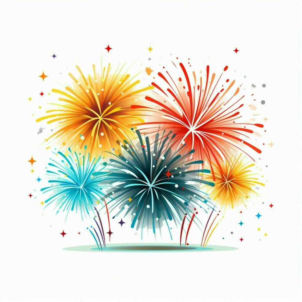 Fireworks 2d cartoon vector illustration on white backgrou photo