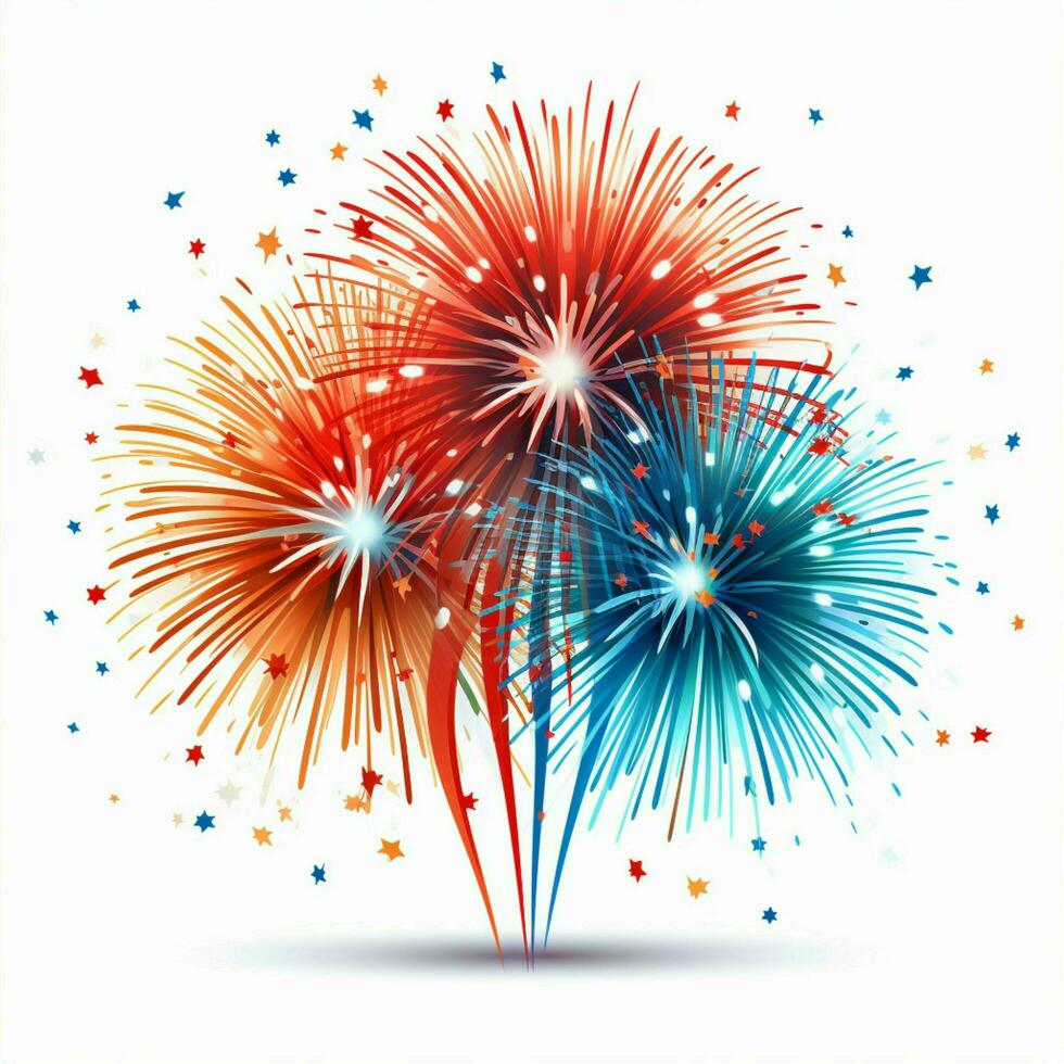 Fireworks 2d cartoon vector illustration on white backgrou photo