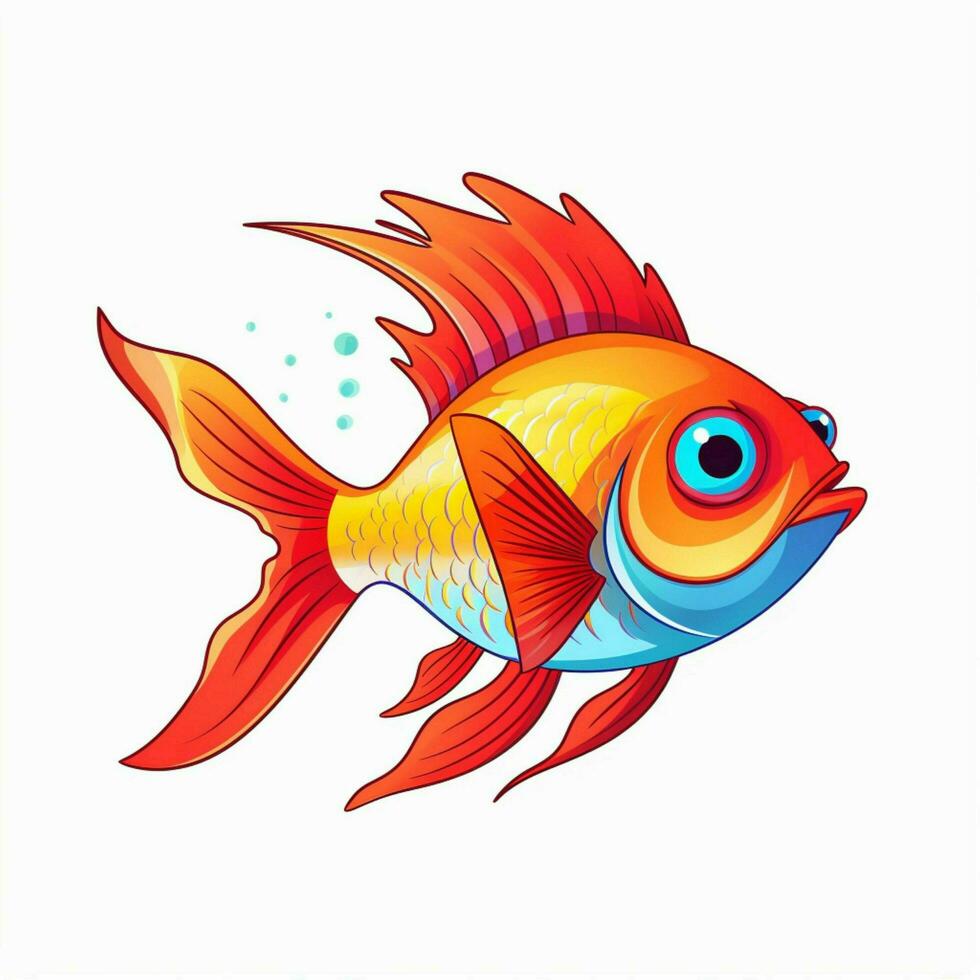 pescado 2d vector ilustración dibujos animados en blanco antecedentes Hola foto