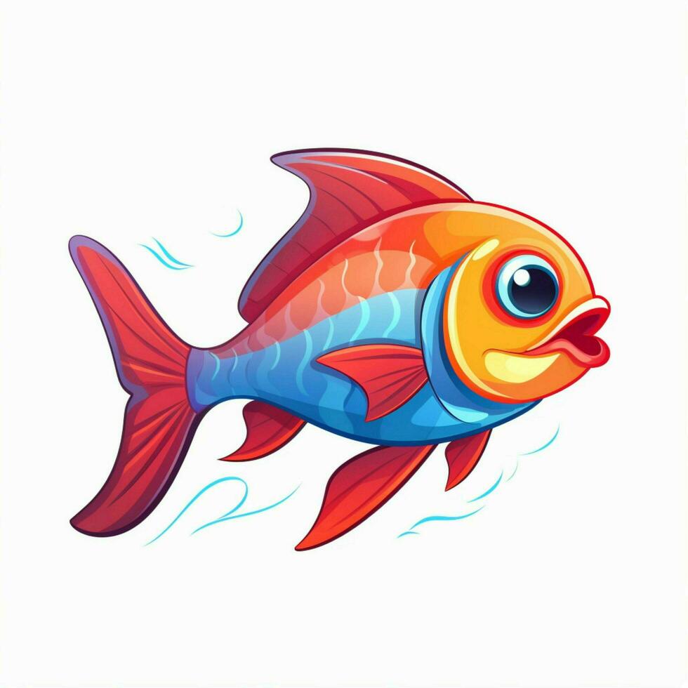 Fish 2d vector illustration cartoon in white background hi photo