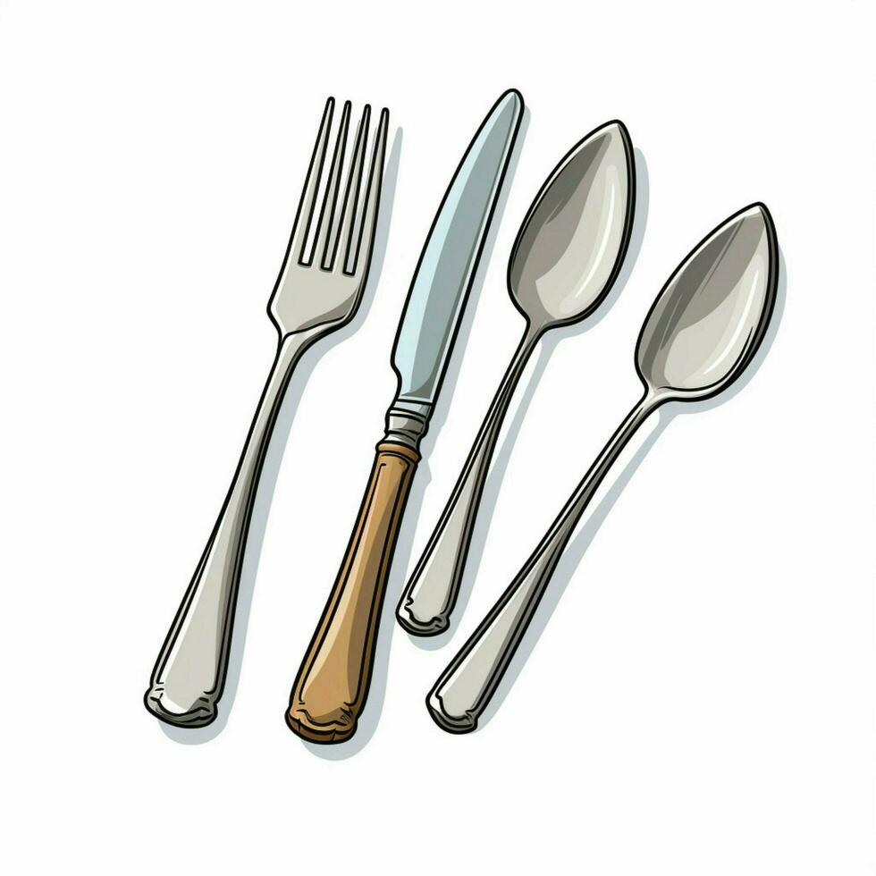 Flatware 2d cartoon illustraton on white background high q photo