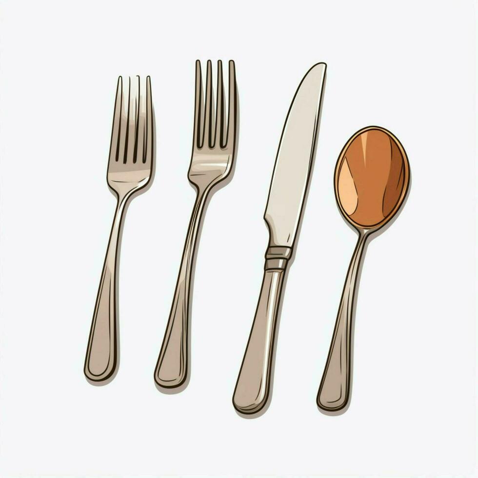 Flatware 2d cartoon illustraton on white background high q photo