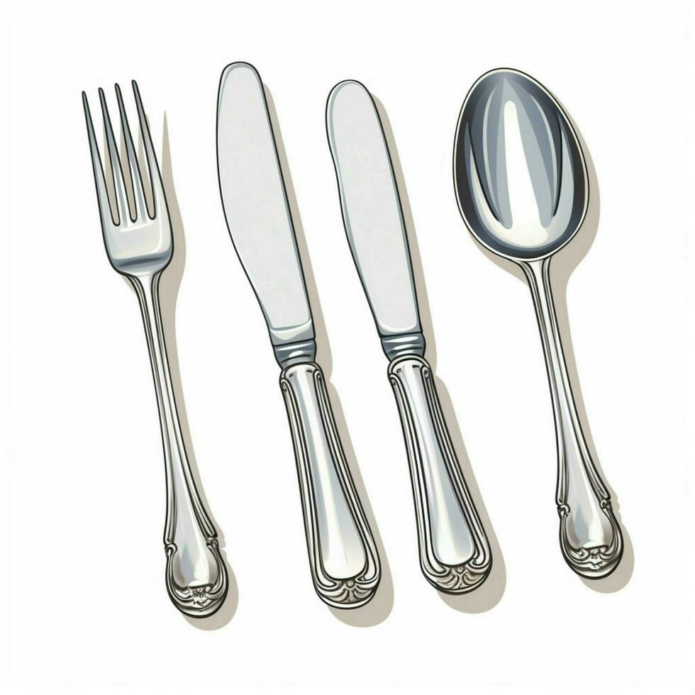 Flatware 2d cartoon illustraton on white background high q photo