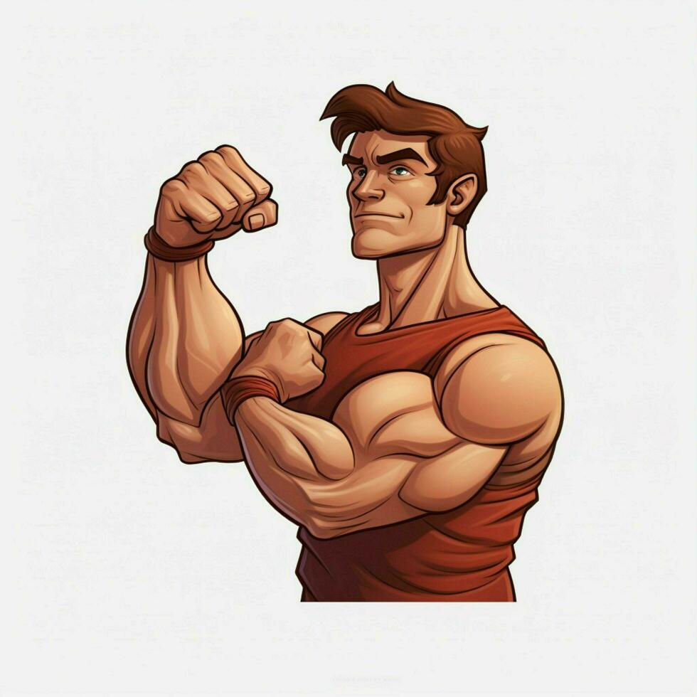 Flexed Biceps 2d cartoon illustraton on white background h photo