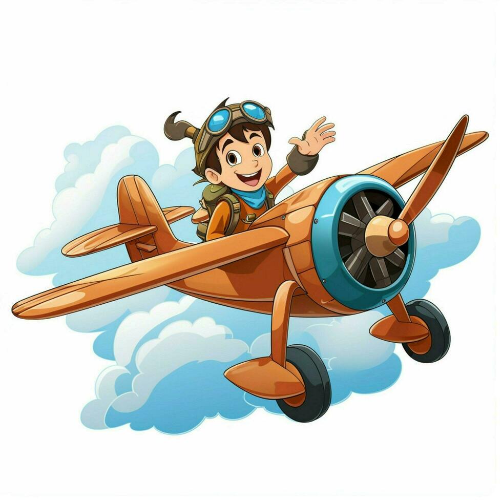 Flying 2d cartoon vector illustration on white background photo