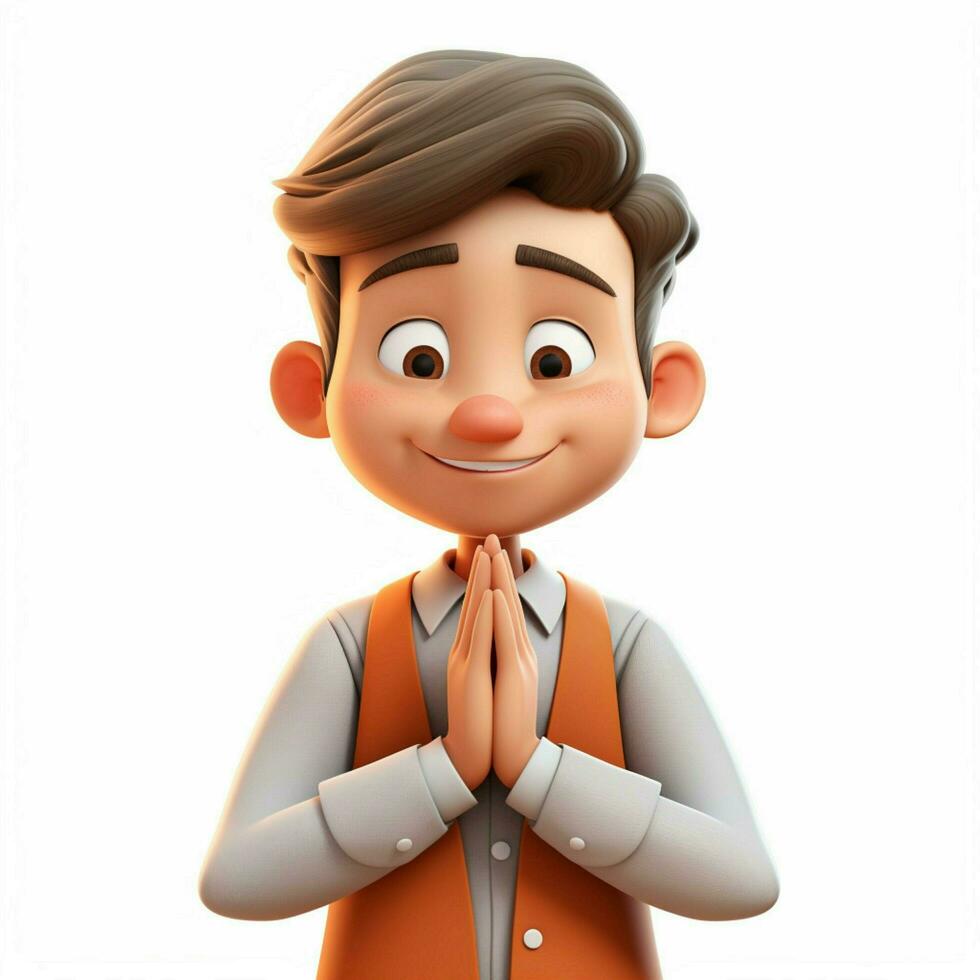 Folded Hands 2d cartoon illustraton on white background hi photo