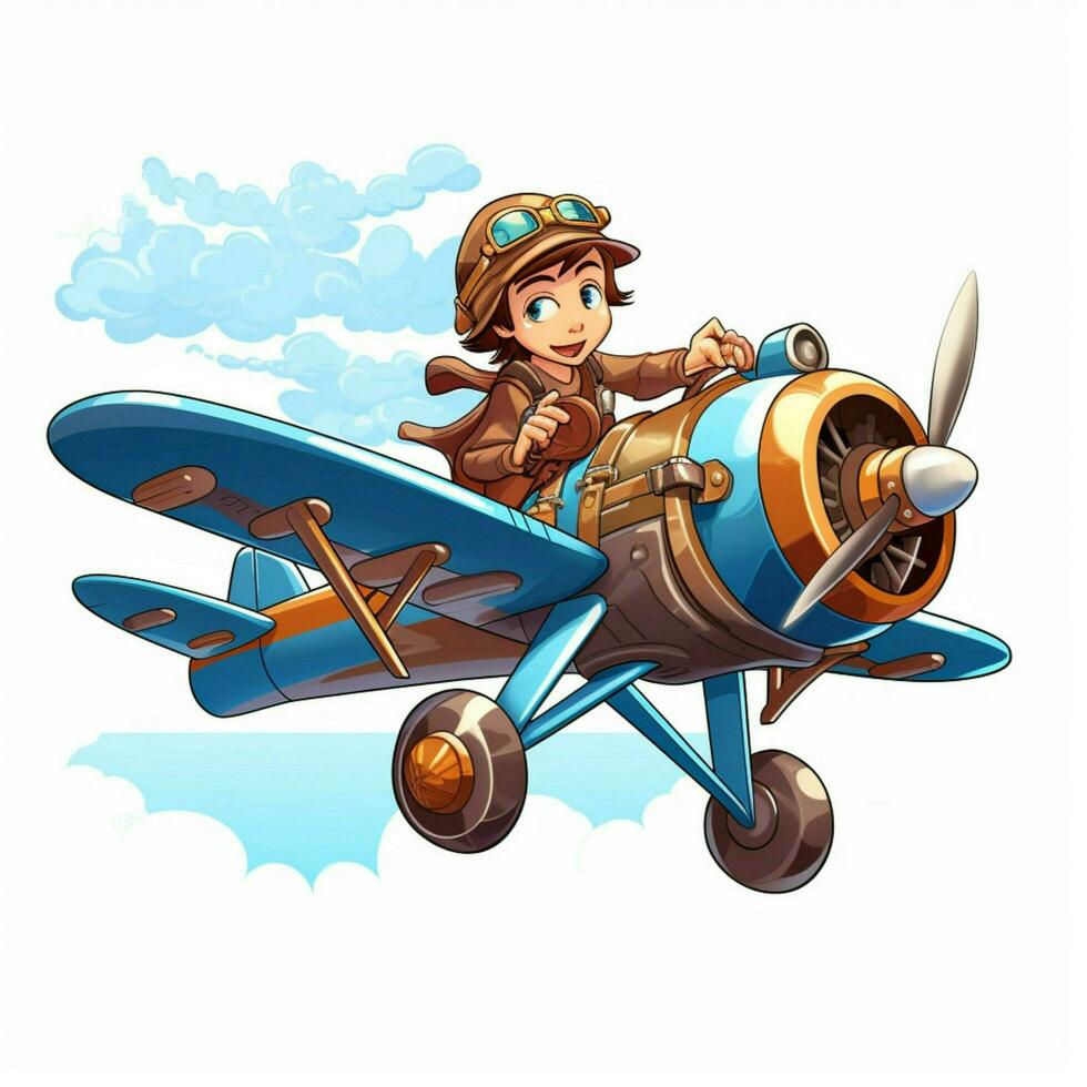 Flying 2d cartoon vector illustration on white background photo