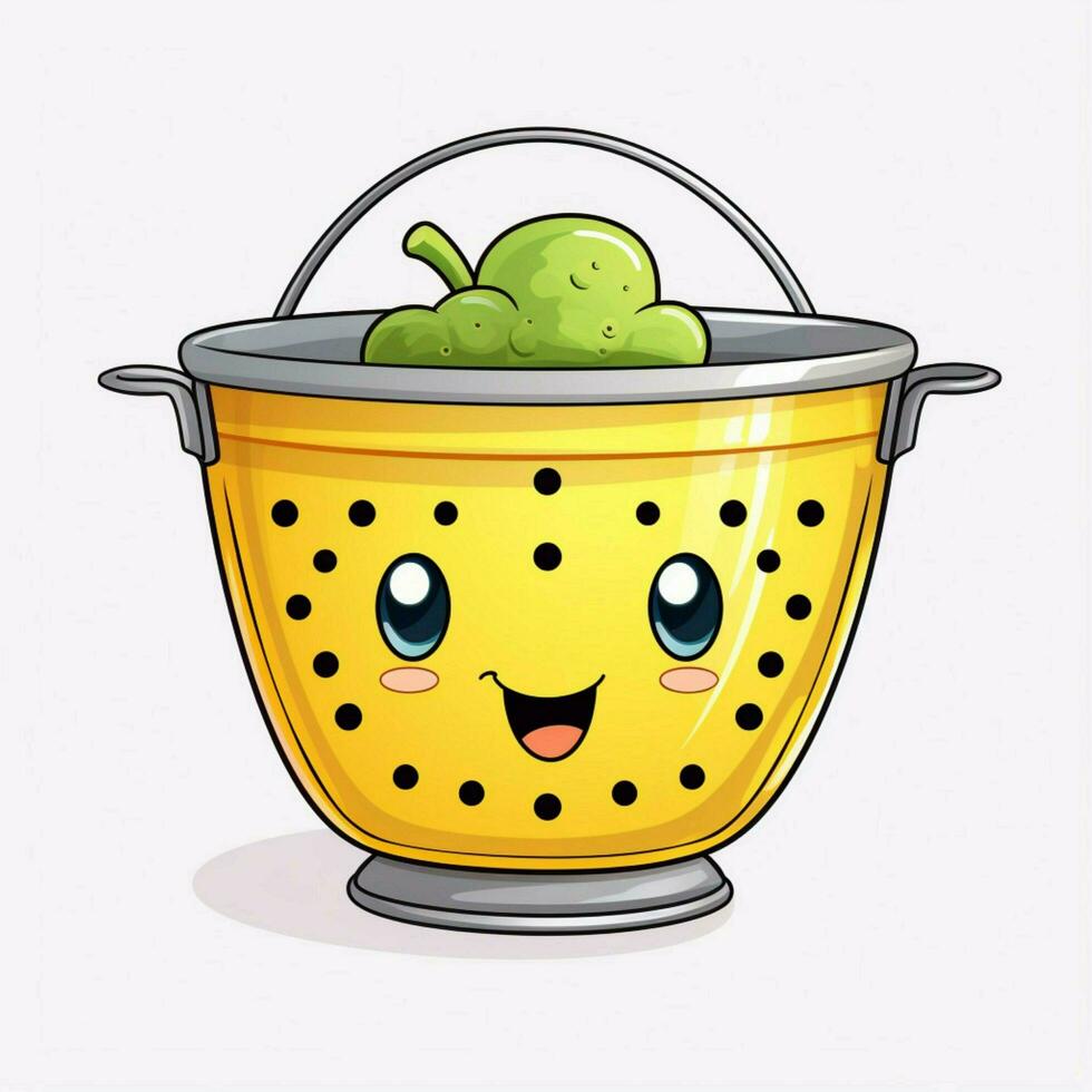 Food Turnercolander 2d cartoon illustraton on white backgr photo
