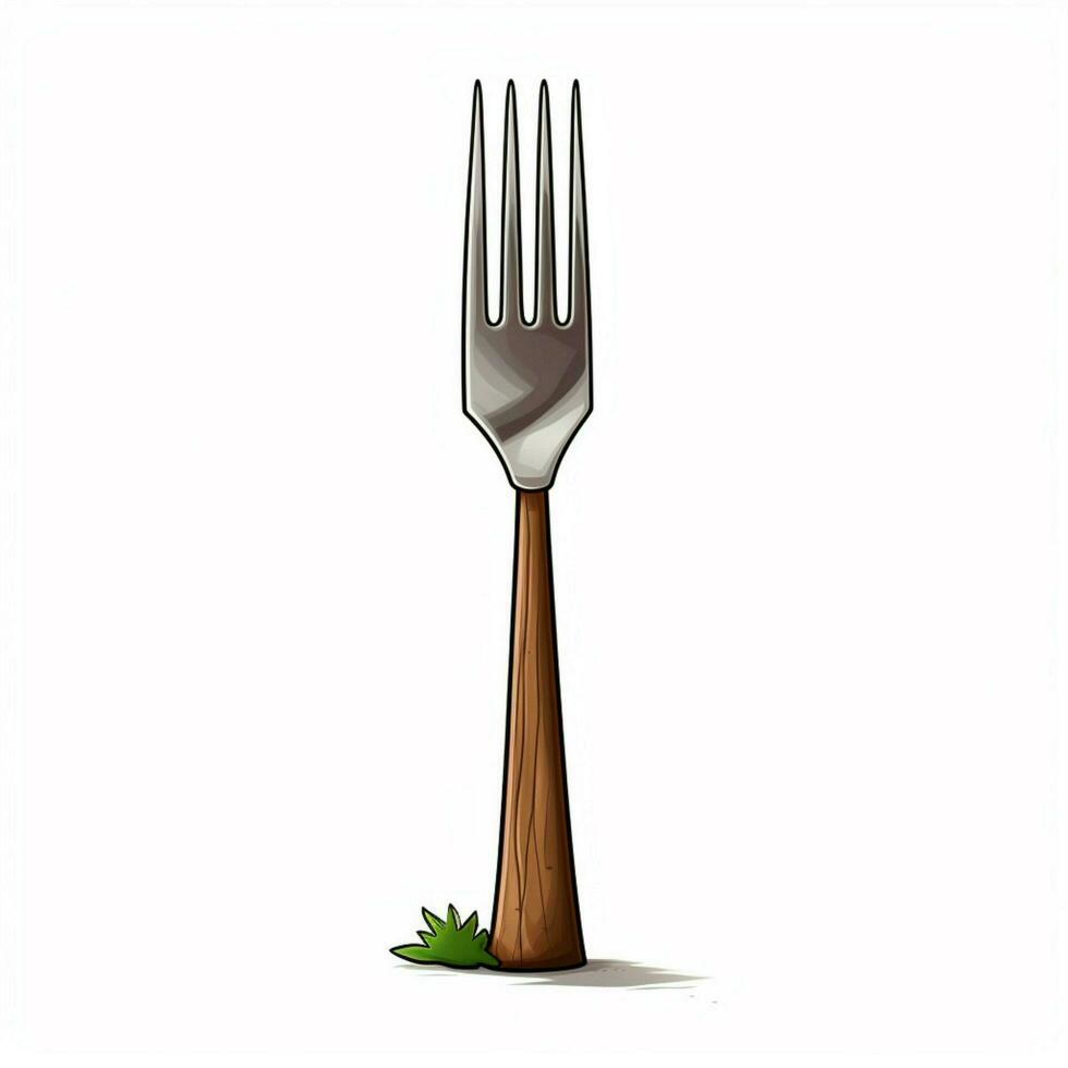 Fork 2d cartoon illustraton on white background high quali photo