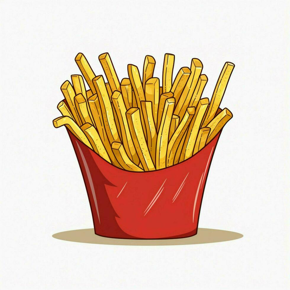 French Fries 2d vector illustration cartoon in white backgound photo