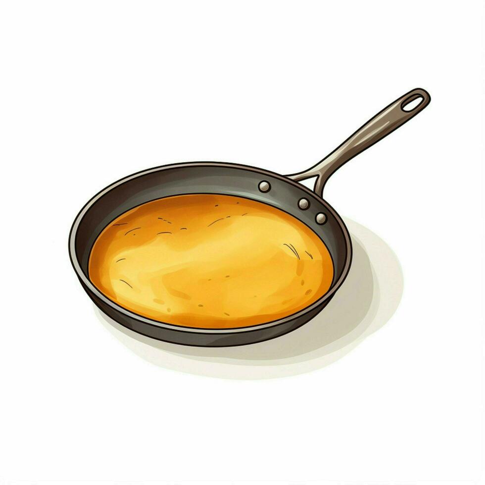 Frying Pan 2d cartoon illustraton on white background high photo