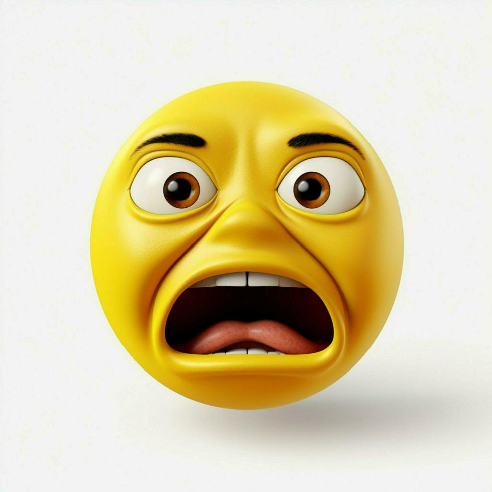 Frowning Face with Open Mouth emoji on white background photo