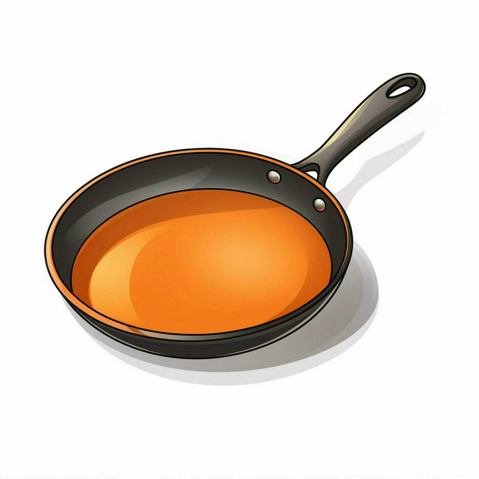 Frying Pan 2d cartoon illustraton on white background high photo