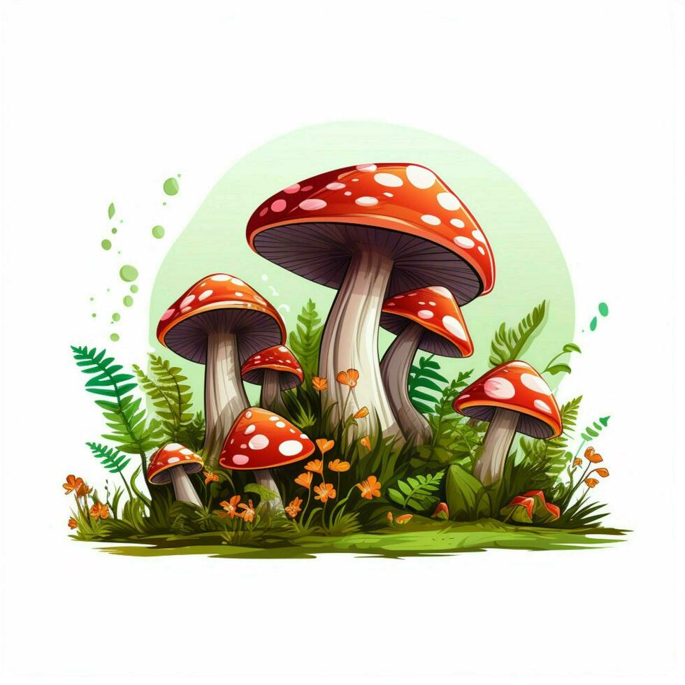 Fungi 2d vector illustration cartoon in white background h photo