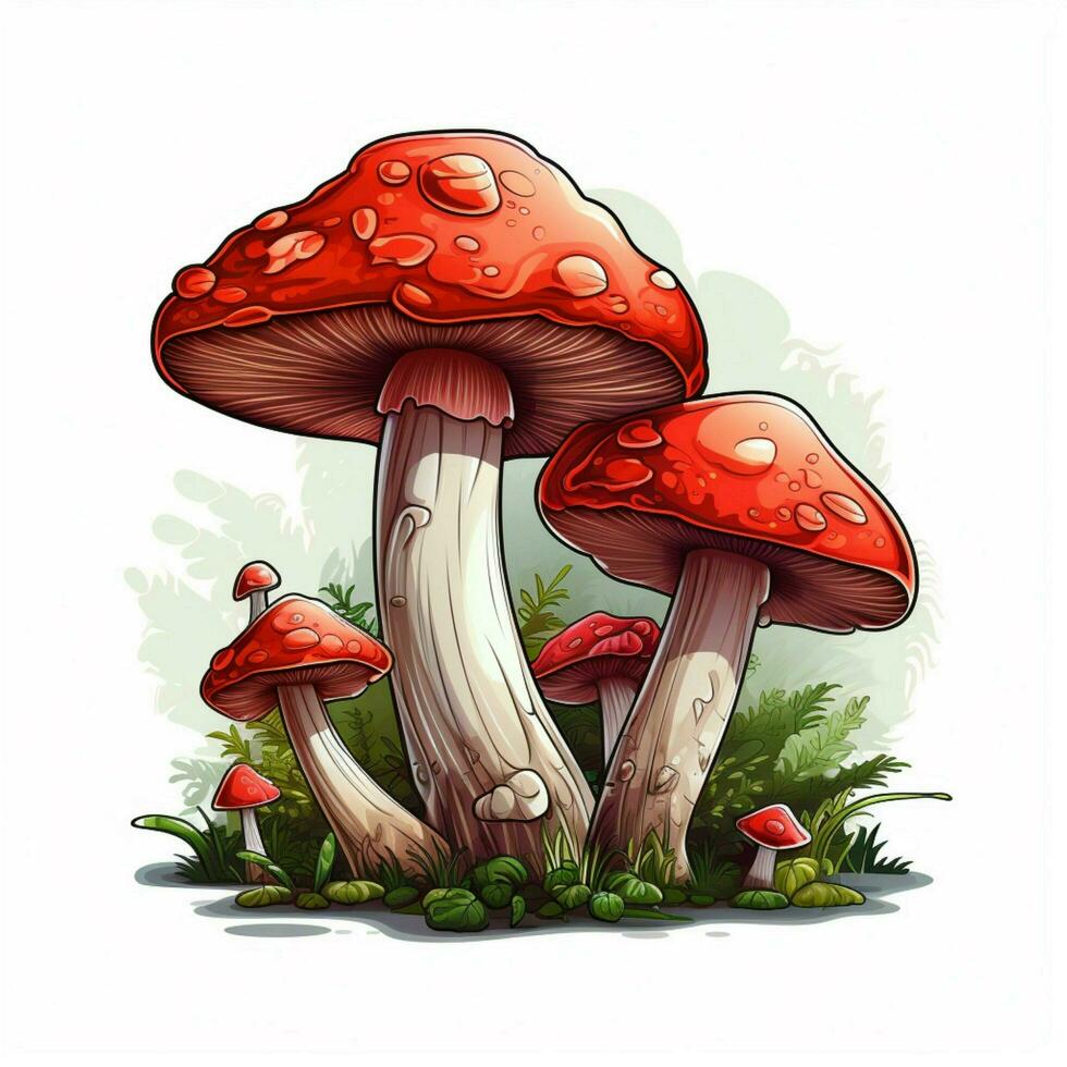 Fungi 2d vector illustration cartoon in white background h photo